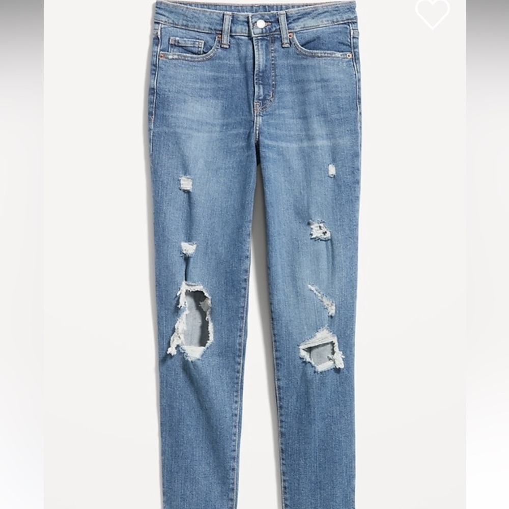 Old navy size 4 jeans high waisted OG style straight leg ripped cut off NWOT